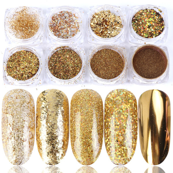 8 Box Mix Glitter Nail Art Powder Flakes Set 8 Box Mix Glitter Nail Art Powder Flakes Set